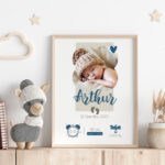 Affiche bébé | prénom et photo enfant | cadeau de naissance