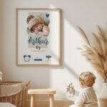 Affiche bébé | prénom et photo enfant | cadeau de naissance