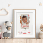 Affiche bébé | prénom et photo enfant | cadeau de naissance fille