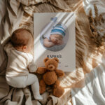 Affiche bébé | prénom et photo ronde | cadeau de naissance garçon