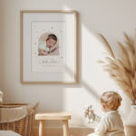 Affiche bébé | prénom et photo arrondie | cadeau de naissance