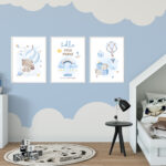 Décoration chambre hello petite prince. Cadeau naissance 3 affiches personnalisées