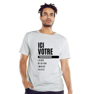 T shirt homme blanc personnalisé avec le design de votre choix