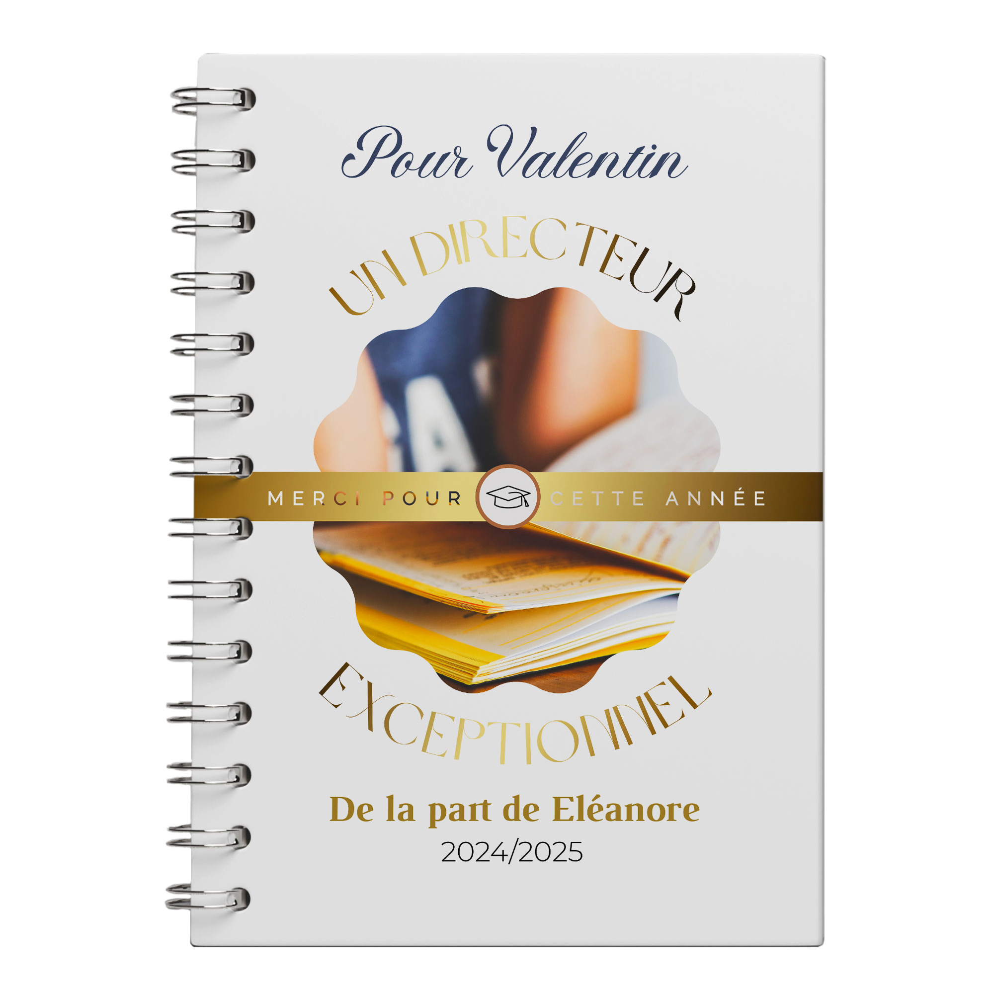 Carnet/livre directeur merci pour cette année à personnaliser