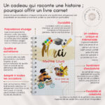 Carnet/livre merci maître personnalisé avec les prénoms
