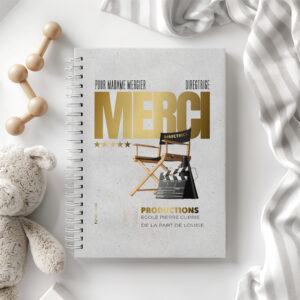 Carnet/livre directrice d'école personnalisé thème cinéma