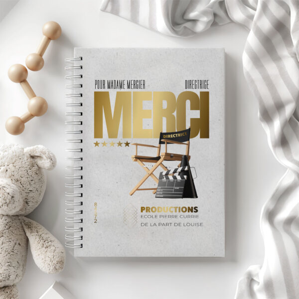Carnet/livre directrice d'école personnalisé thème cinéma