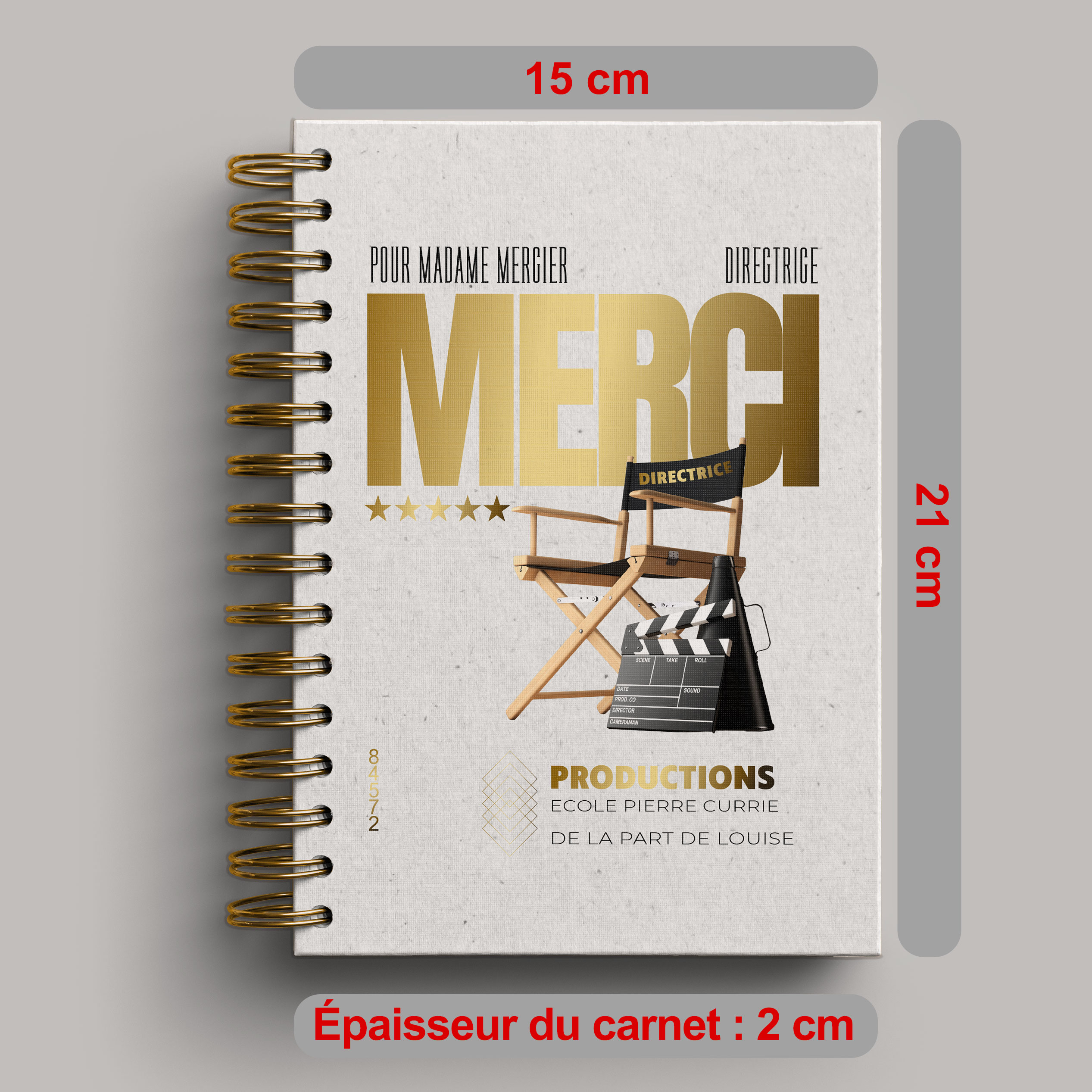 Carnet/livre directrice d'école personnalisé thème cinéma
