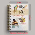 Carnet/livre merci maître personnalisé avec les prénoms