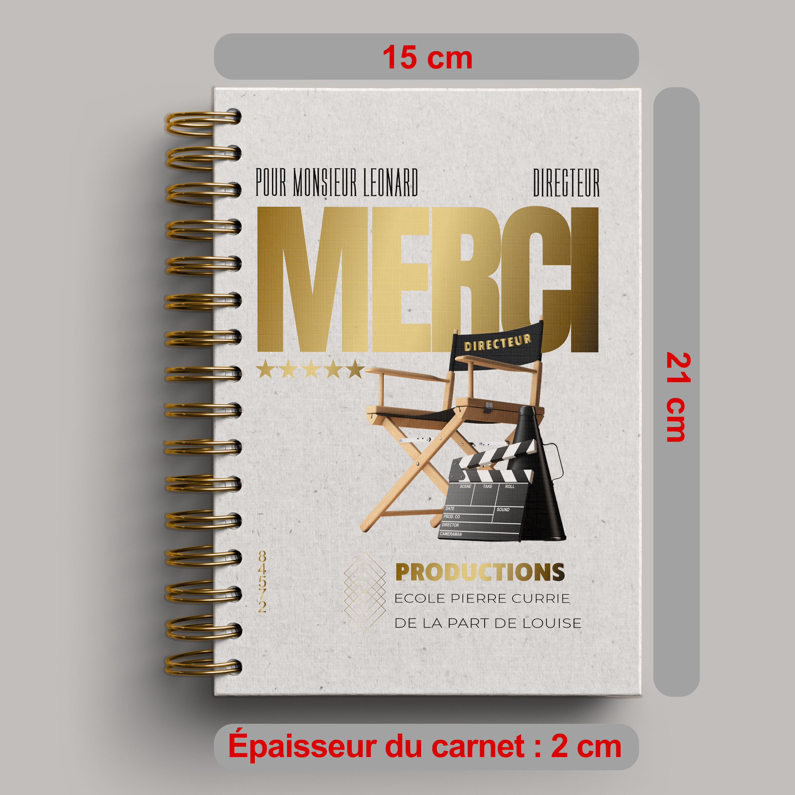 Carnet/livre directeur d'école personnalisé thème cinéma