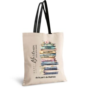 Cadeau maîtresse, sac personnalisé livre
