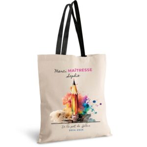 Cadeau merci maîtresse, atsem, aesh, avs, sac crayon
