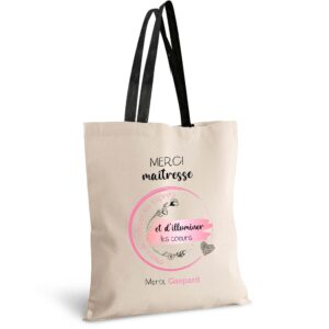 Cadeau maîtresse, sac shopping merci de cultiver les esprits