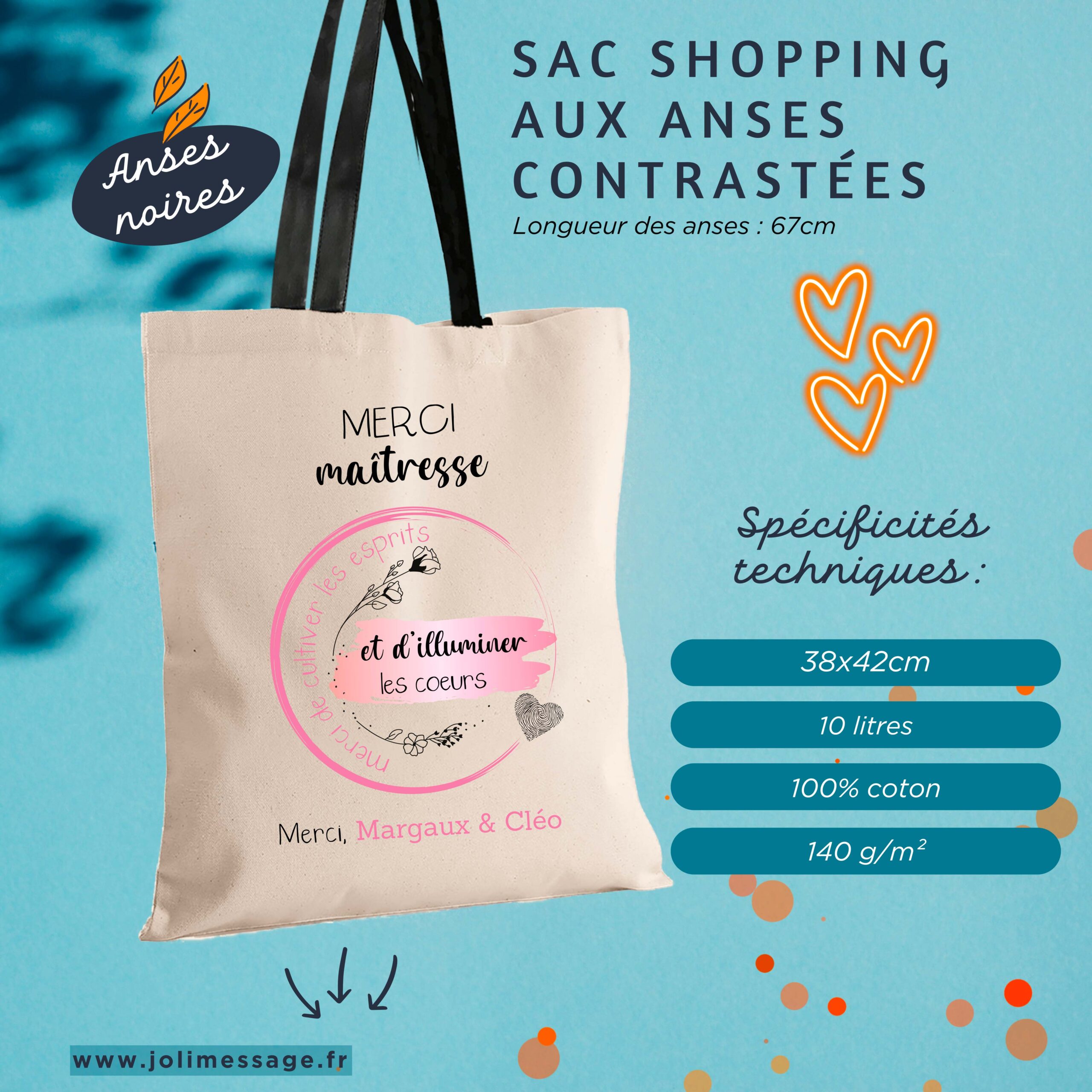 Cadeau maîtresse, sac shopping merci de cultiver les esprits