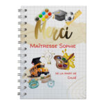Carnet/livre rigide merci maîtresse avec illustration école