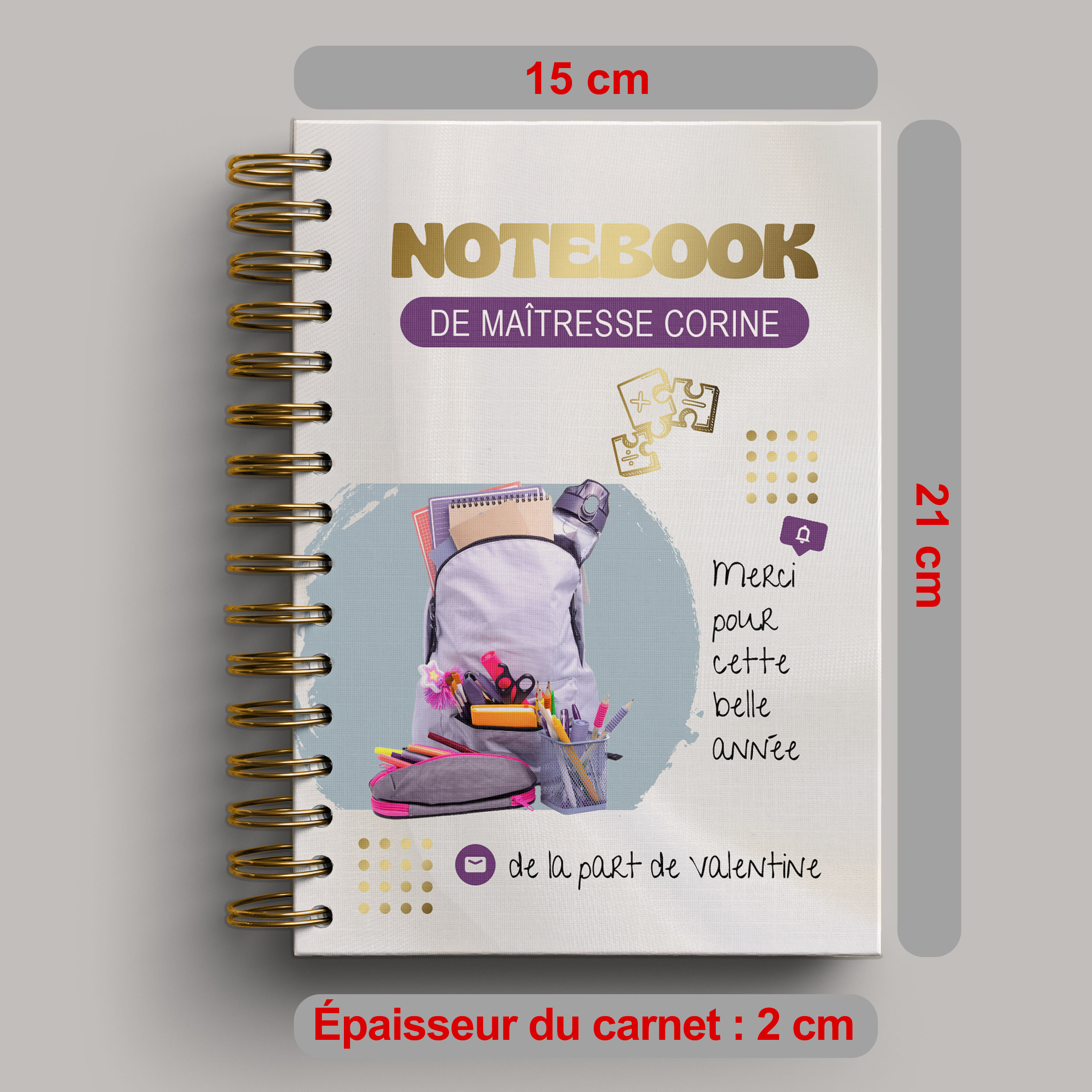 Notebook maîtresse merci pour cette belle année